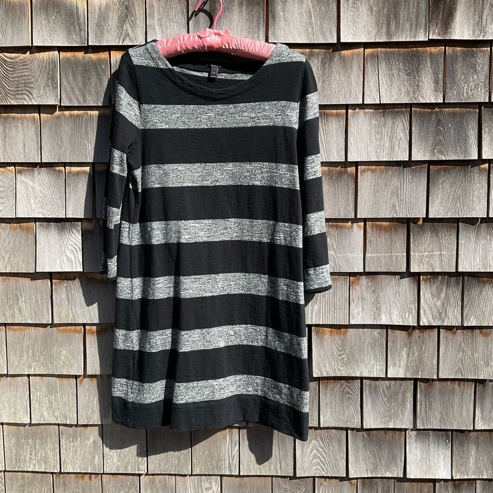J.Crew Black and Gray Striped Dress